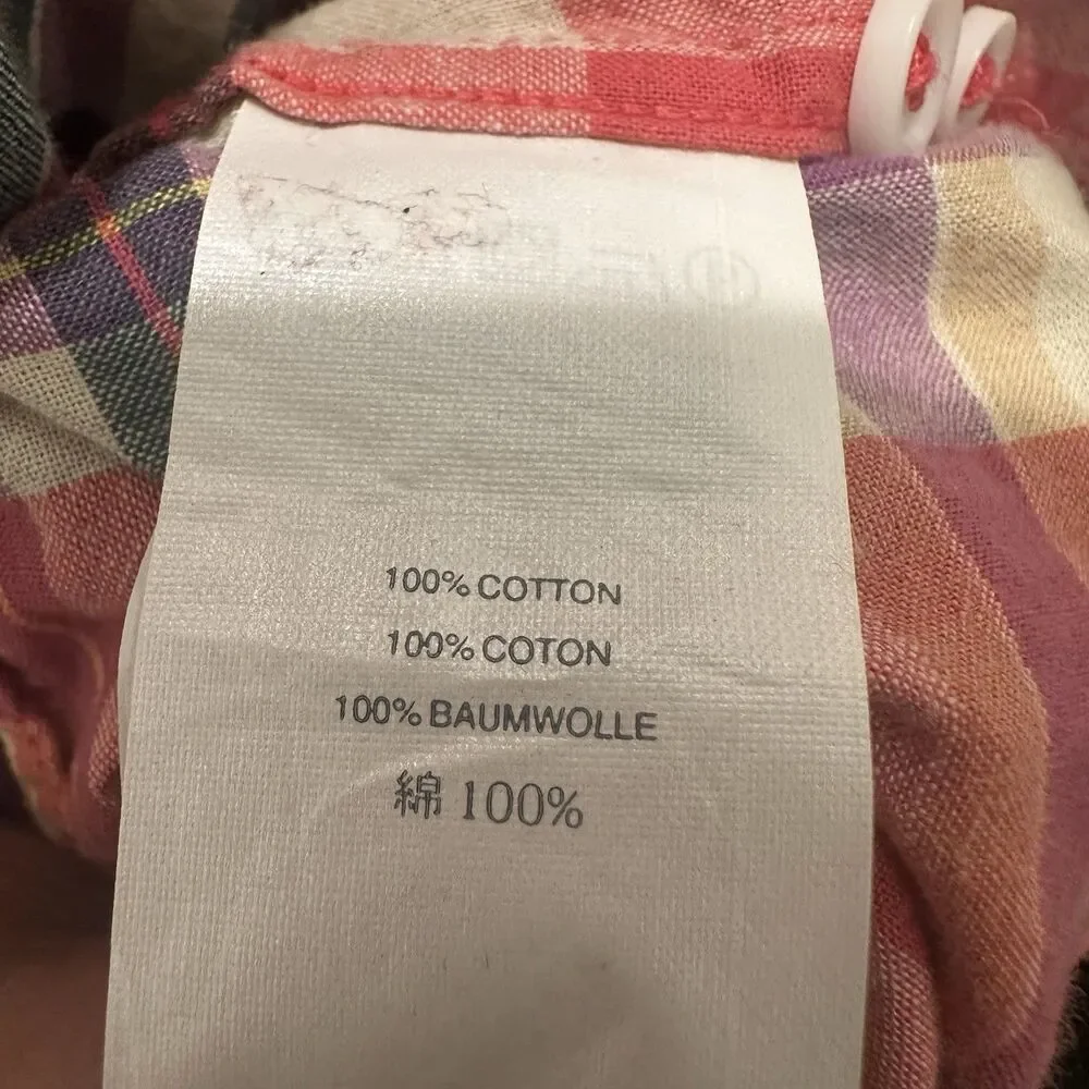 J Crew Indian Madras Button Down Shirt Long Sleeve Plaid Pocket Men Large